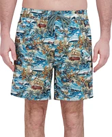 Robert Graham Men's Drew Floral Print Drawstring 7" Swim Trunks