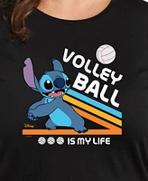Hybrid Apparel Trendy Plus Size Lilo and Stitch Sports Graphic Crew Neck T-Shirt