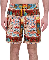Robert Graham Men's Drew Floral Print Drawstring 7" Swim Trunks