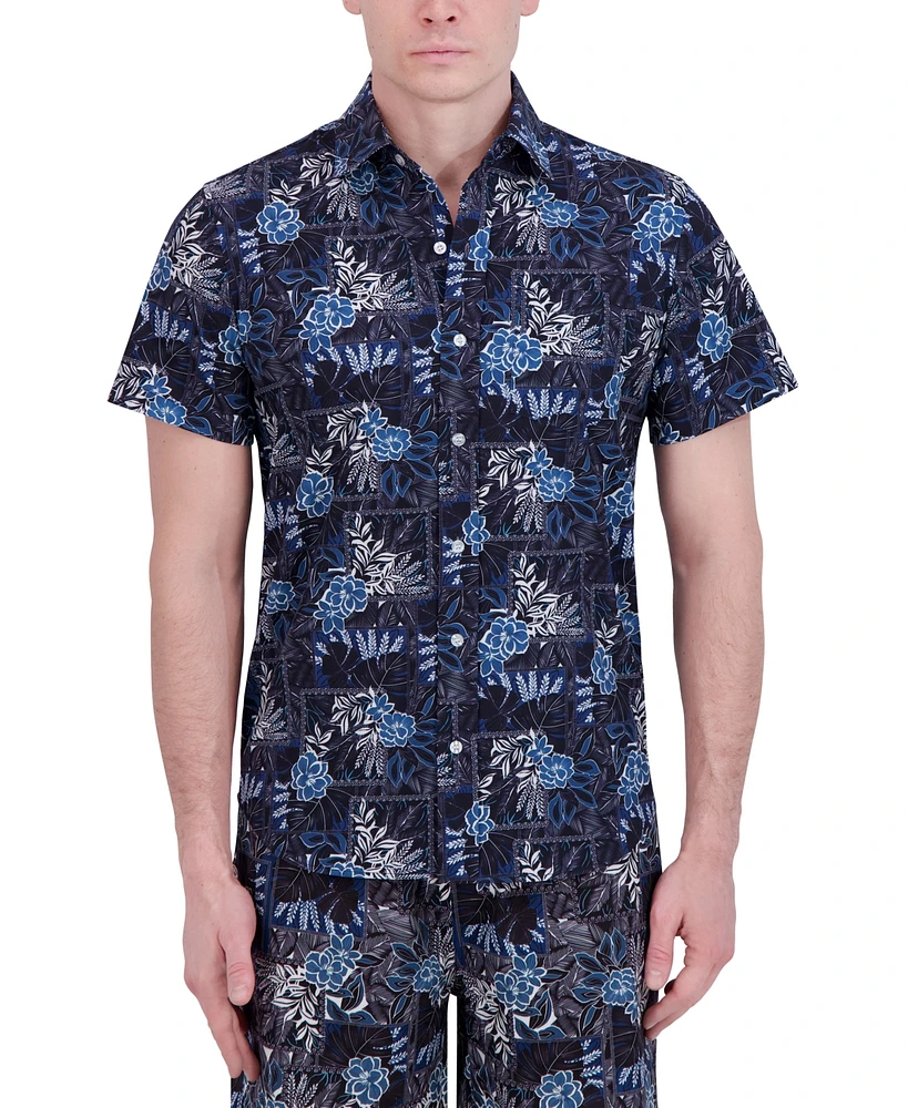 Robert Graham Men's Short Sleeve Button-Front Tropical Print Shirt