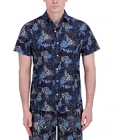 Robert Graham Men's Short Sleeve Button-Front Tropical Print Shirt