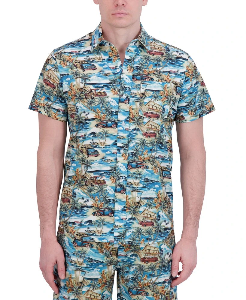 Robert Graham Men's Short Sleeve Button-Front Tropical Print Shirt