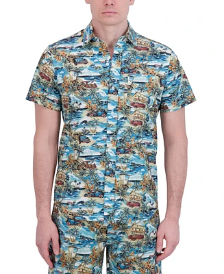 Robert Graham Men's Short Sleeve Button-Front Tropical Print Shirt