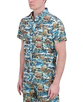 Robert Graham Men's Short Sleeve Button-Front Tropical Print Shirt