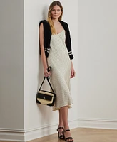 Lauren Ralph Women's Polka-Dot Satin Charmeuse Slip Dress