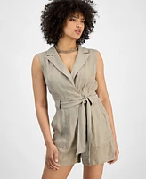 Guess Women's Amia Belted Notched-Lapel Romper