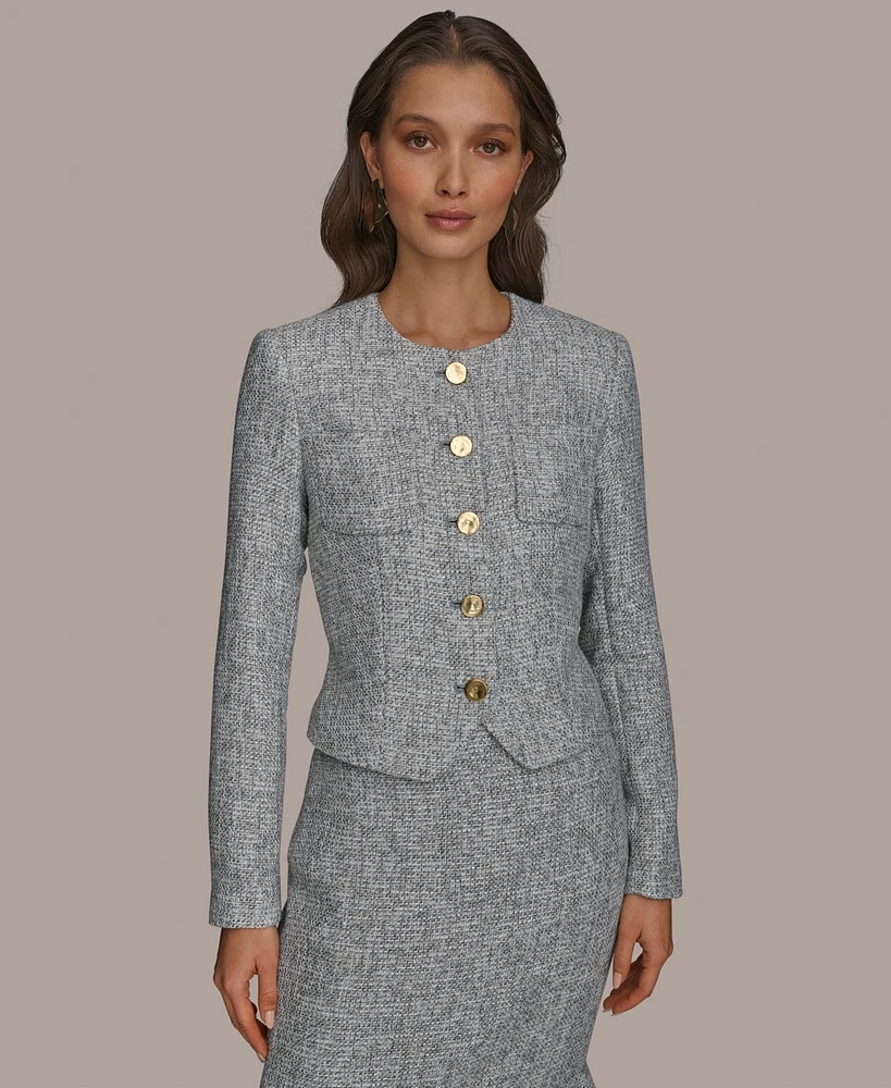 Donna Karan New York Women's Tweed Collarless Jacket, Regular & Petite Sizes