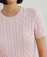 Lauren Ralph Women's Cable-Knit Cotton Short-Sleeve Sweater