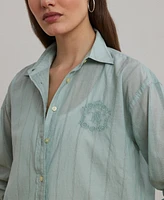 Lauren Ralph Women's Oversize Striped Cotton Voile Shirt