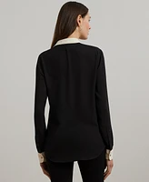 Lauren Ralph Women's Classic-Fit Two-Tone Georgette Shirt