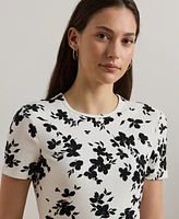 Lauren Ralph Women's Floral Stretch Cotton Crewneck Tee