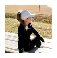 Women's Adjustable High Ponytail Running Hat - Cream