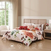 Bebejan Hazy Blossom 100% Cotton Sateen 5 Piece King Size Reversible Comforter Set