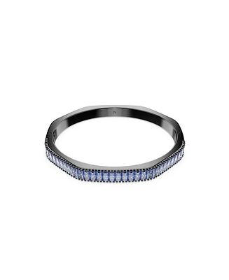 Swarovski Matrix Baguette Cut Blue Ruthenium Plated Bangle Bracelet