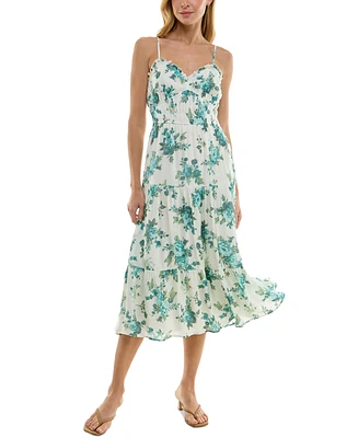 Trixxi Juniors' Floral-Print Tiered Midi Dress