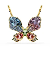 Swarovski Idyllia Mixed Cuts Pave Butterfly Multicolored Mixed Metal Finish Pendant Necklace