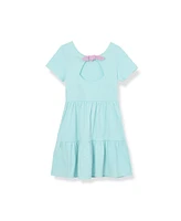 Lands' End Girls Short Sleeve Slub Jersey Tiered Dress