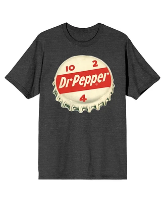 Dr. Pepper Men's Retro Bottle Cap Logo Charcoal Heather Graphic Tee-Small