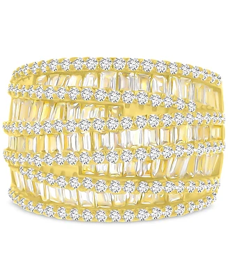 Mixed Cubic Zirconia Multi-Row Ring (4-3/4 ct. t.w.) 14k Gold over Sterling Silver