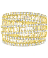 Mixed Cubic Zirconia Multi-Row Ring (4-3/4 ct. t.w.) 14k Gold over Sterling Silver