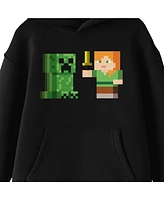 Minecraft Boys Alex Versus Creeper Youth Black Graphic Hoodie-Medium