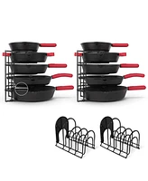 Cuisinel Pots and Pans Organizers - 2-pack of Silicone-Coated Non-Slip 12" Heavy Duty Skillet Rack - Kitchen Organization Storage