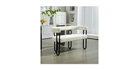 Modern Chenille Fabric 2-Seater Bench Sofa with Arms and Metal Legs for Living Room, Bedroom, or Office-The Pop Home