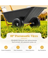 Dual-Wheel Wheelbarrow Garden Utility Cart with Pneumatic Tires for Easy Transport and Outdoor Tasks
