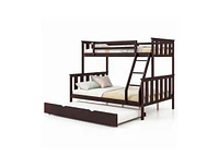 3-in-1 Bunk Bed with Trundle and Ladder, Perfect for Kids' Rooms, Sleepovers, and Guest Use