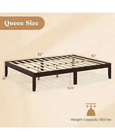 Sturdy Wood Bed Frame with Rubber Legs and Slat Support