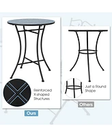 Gymax 3 Pcs Patio Bistro Set Outdoor Patio Furniture Set w/ 1 Mosaic Round Table & 2 Folding Chairs