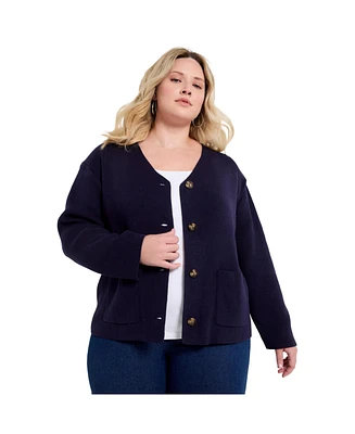 June + Vie Women's Plus Sweater Jacket