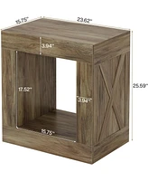 Tribesigns End Table with Storage, Farmhouse Small Accent Table with Open Shelf (Brown, 2PCS)