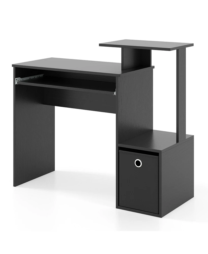 Space-Saving Computer Desk with Pull-Out Keyboard Tray for Efficient and Organized Workspace