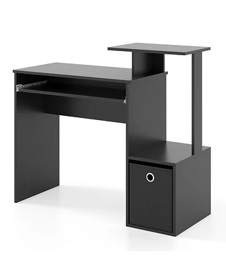 Space-Saving Computer Desk with Pull-Out Keyboard Tray for Efficient and Organized Workspace