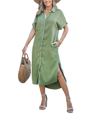 Women's Casual Button-Up Beach Dress