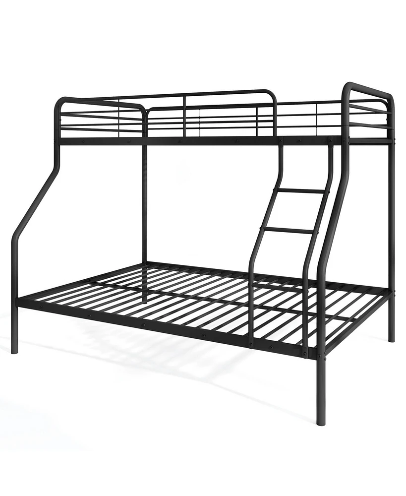 Sturdy Over Bunk Bed with Ladder and Full-Length Safety Rails