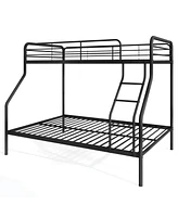 Sturdy Over Bunk Bed with Ladder and Full-Length Safety Rails