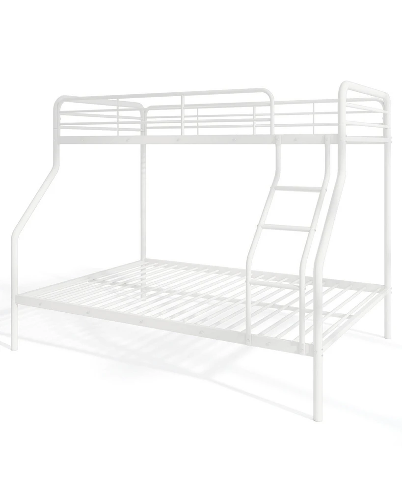 Sturdy Over Bunk Bed with Ladder and Full-Length Safety Rails