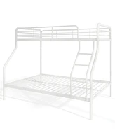 Sturdy Over Bunk Bed with Ladder and Full-Length Safety Rails