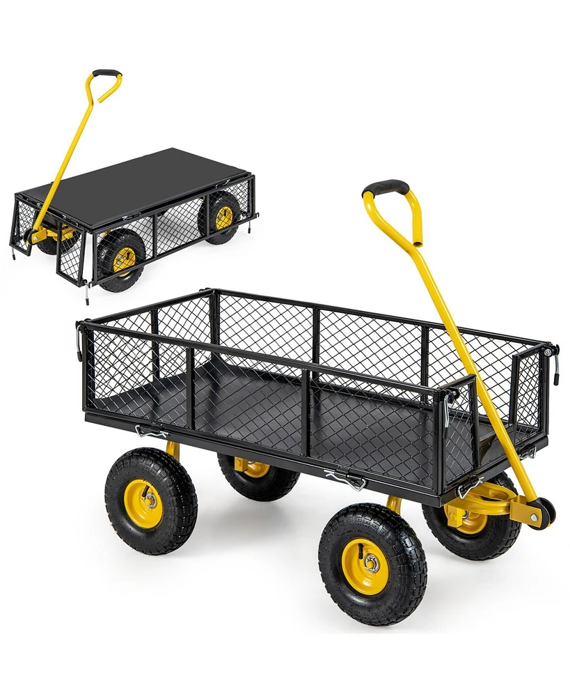 Utility Garden Wagon with 4 Removable Side Panels for Versatile and Easy Outdoor Transport