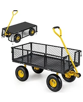 Utility Garden Wagon with 4 Removable Side Panels for Versatile and Easy Outdoor Transport