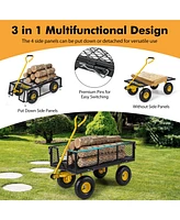 Utility Garden Wagon with 4 Removable Side Panels for Versatile and Easy Outdoor Transport