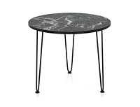 Round Coffee Table with Thickened Tabletop and Metal Tripod Legs