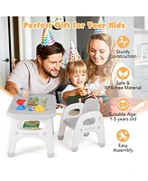 Kids Activity Table and Chair Set with Montessori Toys for Preschool Kindergarten Learning Fun