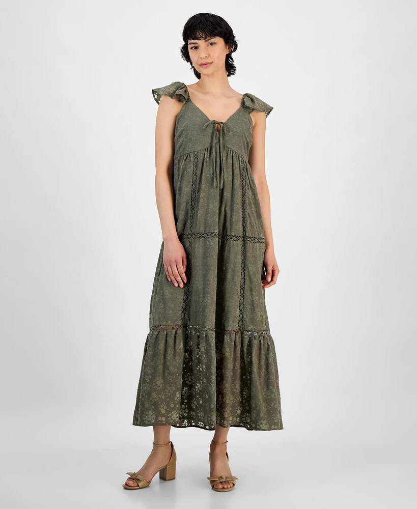 And Now This Women's Empire-Waist Crochet-Trim Maxi Dress, Regular & Petites, Exclusively at Macy's
