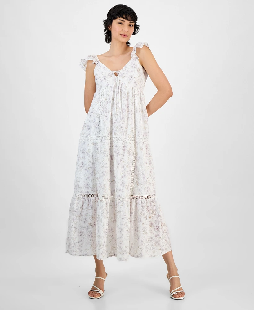 And Now This Women's Empire-Waist Crochet-Trim Midi Dress, Exclusively at Macy's