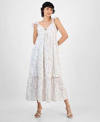 And Now This Women's Empire-Waist Crochet-Trim Midi Dress, Exclusively at Macy's