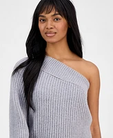 Hugo Women's Ribbed One-Shoulder Long-Sleeve Sweater