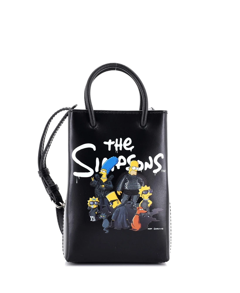 Pre-Owned Balenciaga Mini The Simpsons Shopping Tote Printed Leather